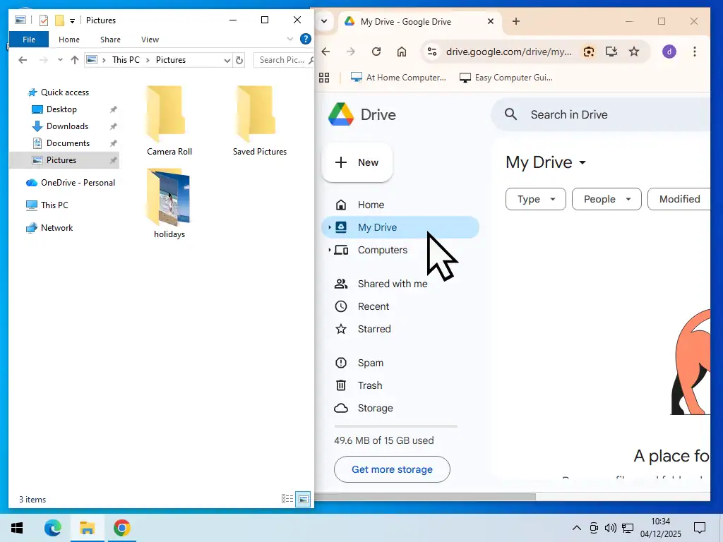 Backing up files to Google Drive My Drive.