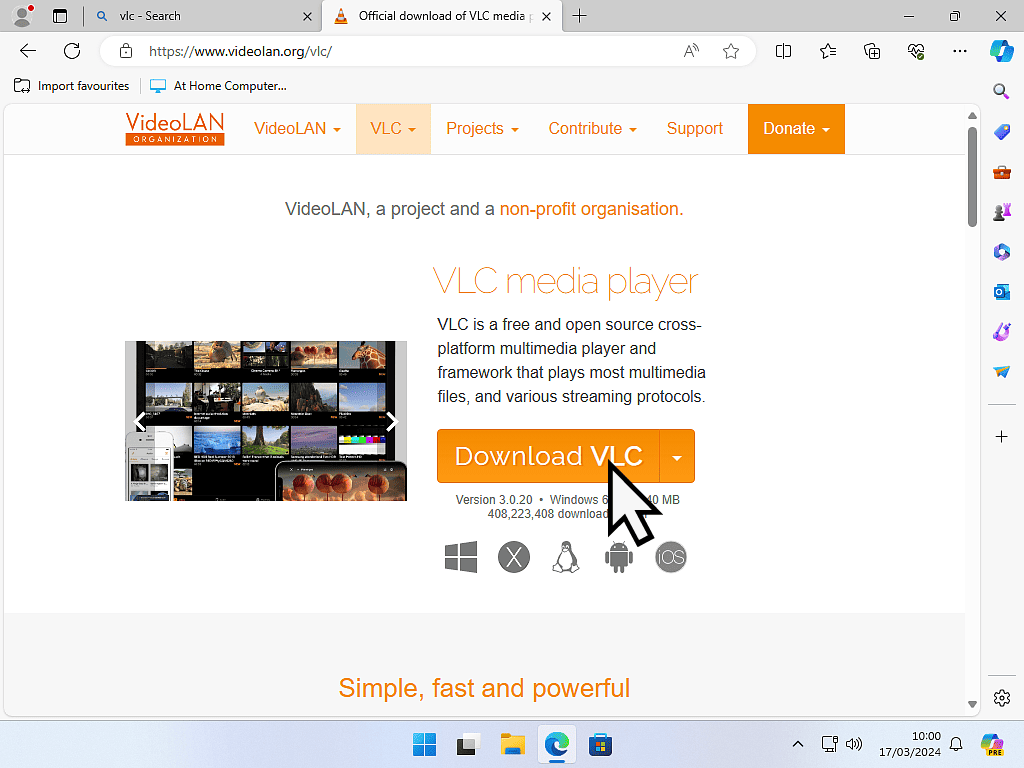 VLC download page.