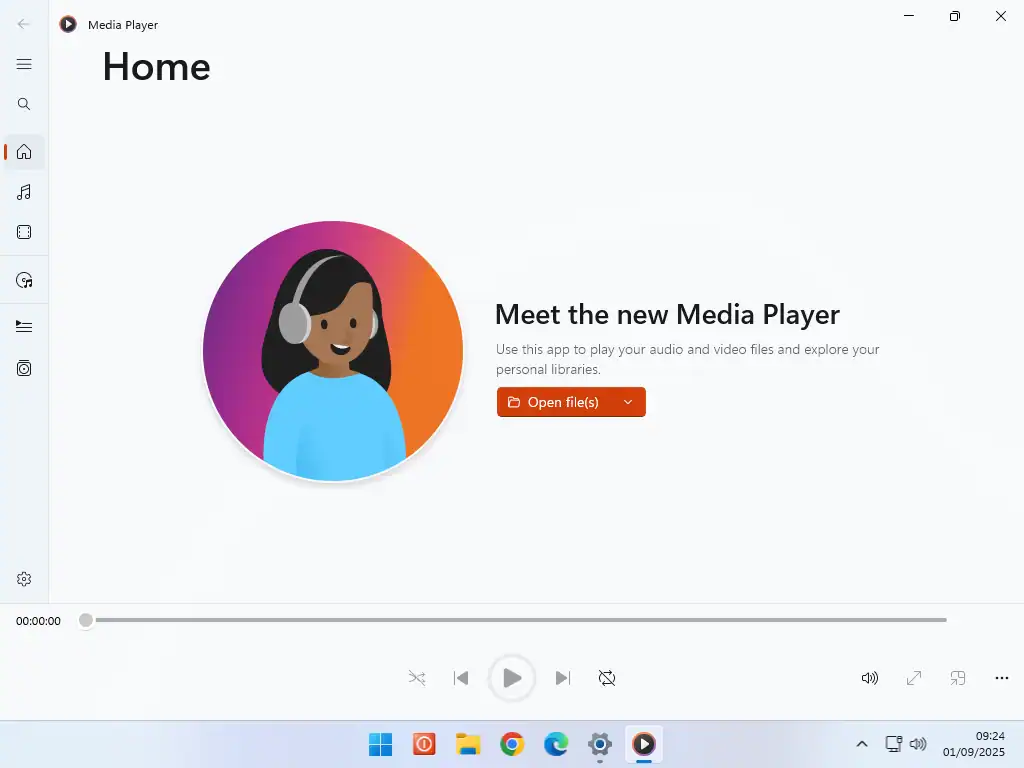Media Player home screen.