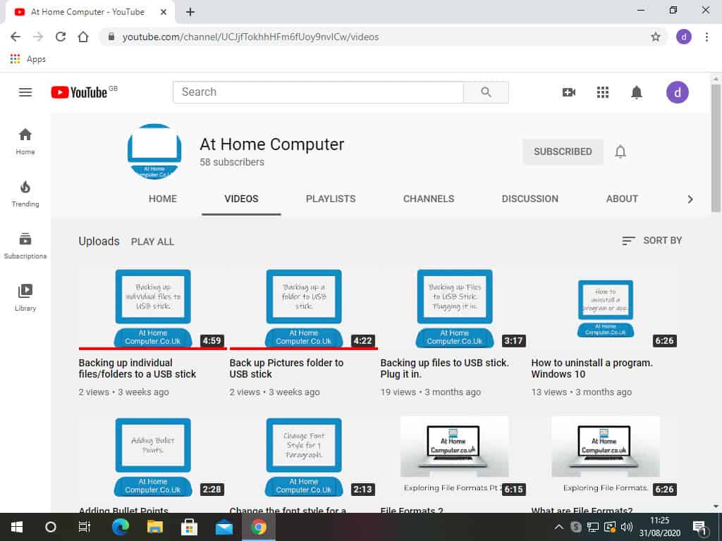 The At Home Computer channel videos on YouTube.