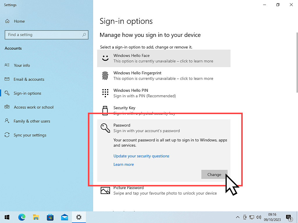 Removing logon password from Windows 10.