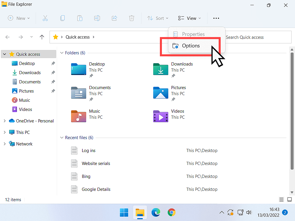 File Explorer Options highlighted