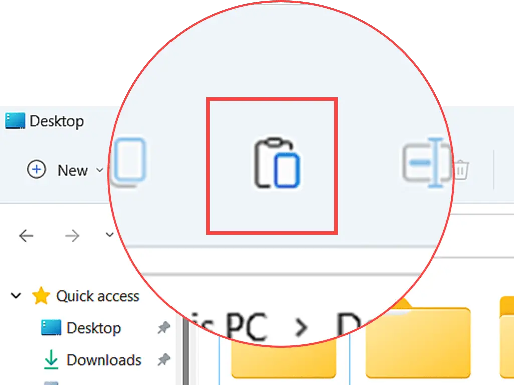 Windows 11 Paste button magnified