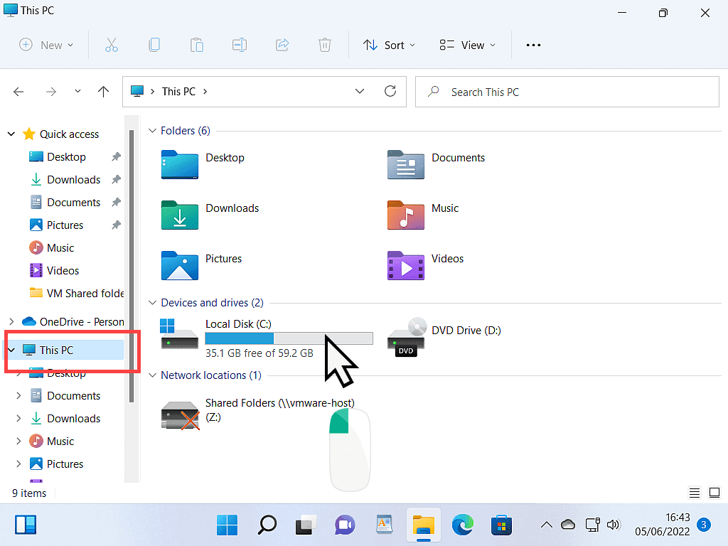 File Explorer is open and "This PC" and C drive are both marked.