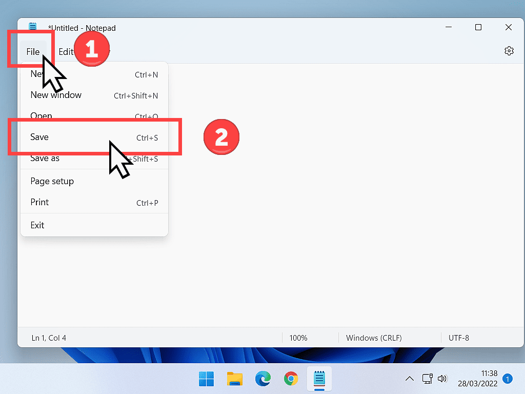 The File button and Save option are highlighted