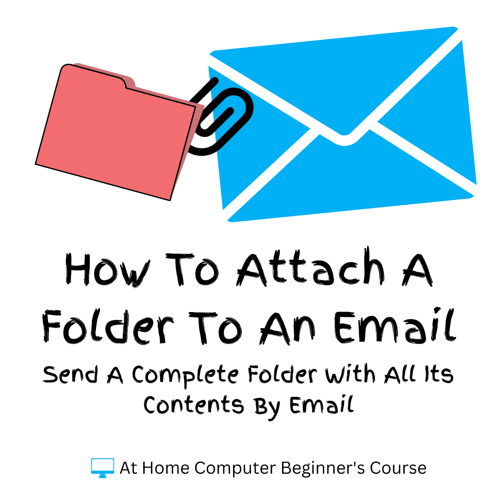 A folder is attached to an email. Text reads 