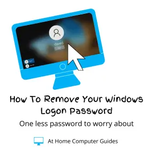 Windows logon screen. Text reads "How to remove your Windows logon password".