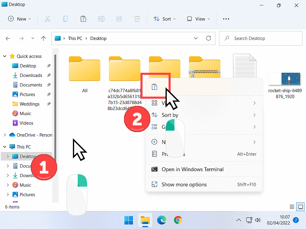 Paste indicated on Windows 11 context menu