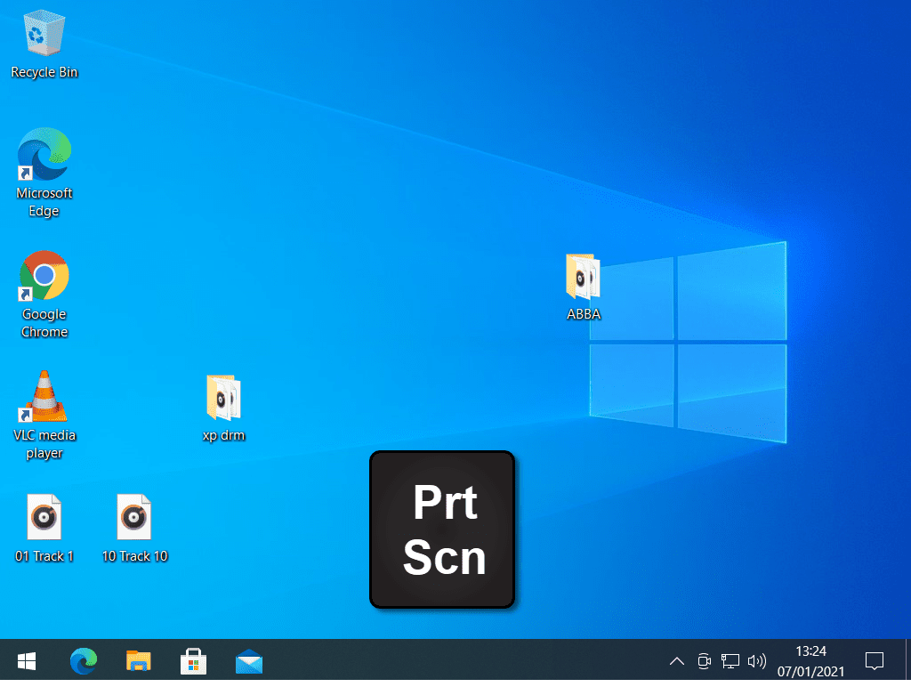Windows desktop and the Print Screen key.