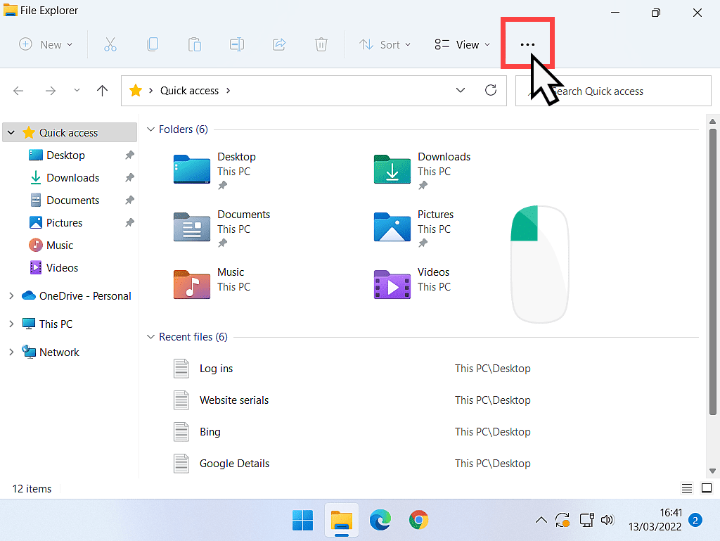 The More Options button in Windows 11 File Explorer.
