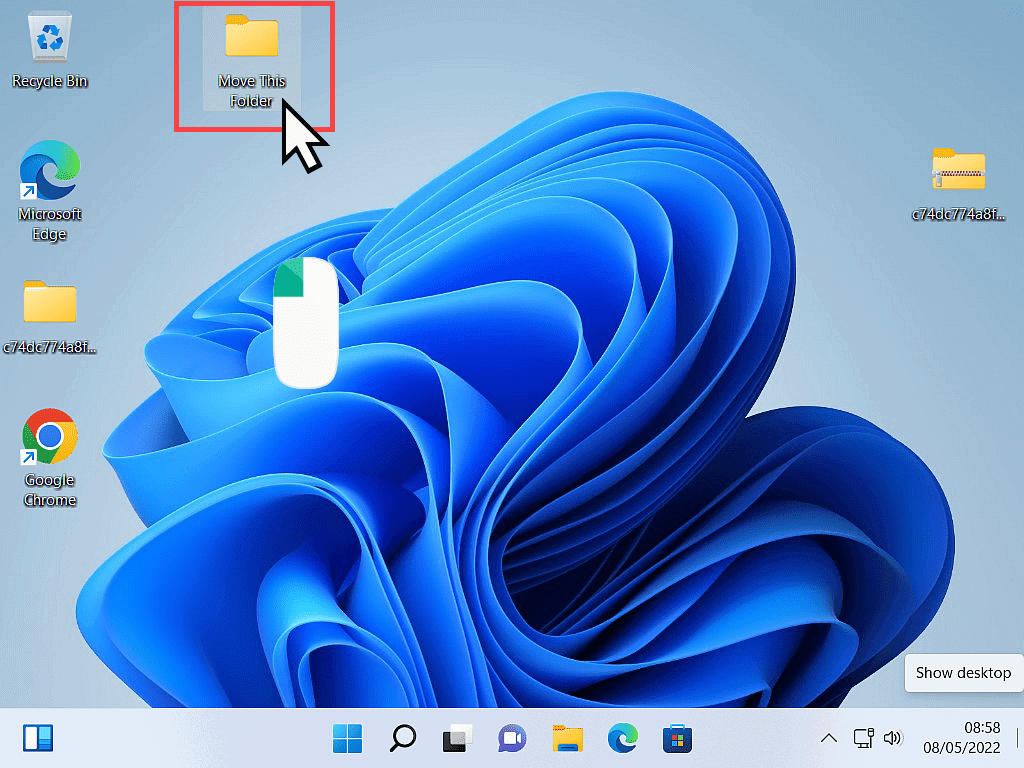Windows 11 desktop with a folder selected.