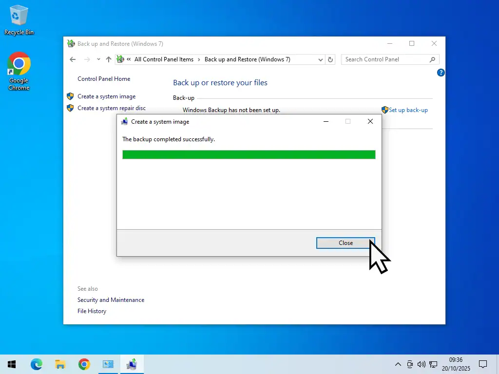 System image created successfully-Windows 10 System image created successfully-Windows 10
