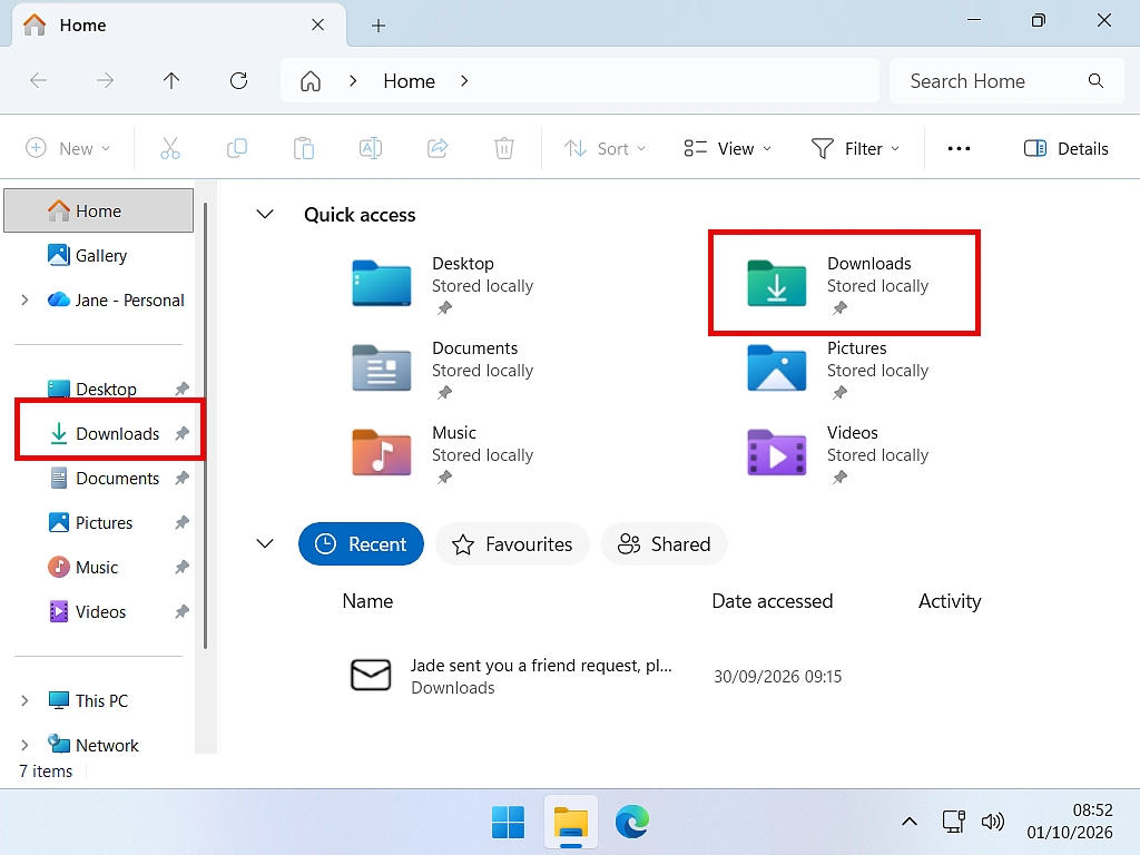 The Downloads folder in Windows 11 File Explorer.