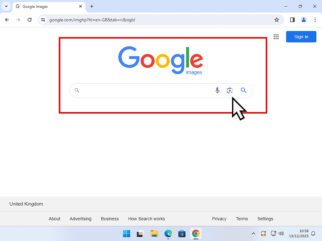 Reverse image search on computer.