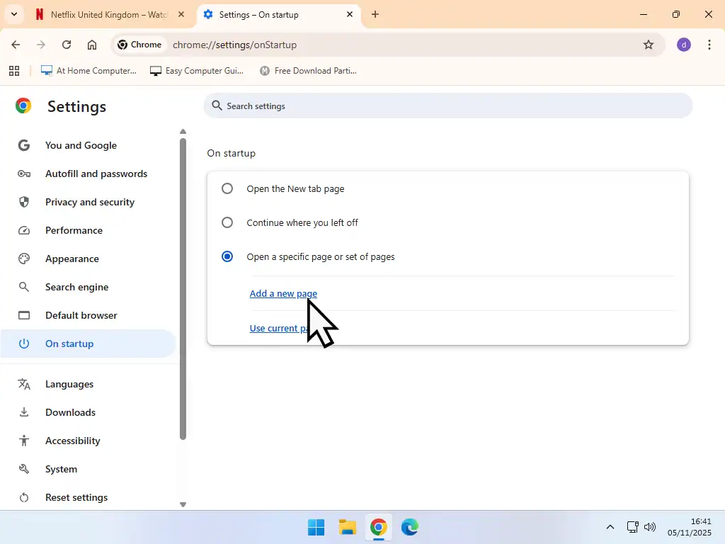 Add new page option.