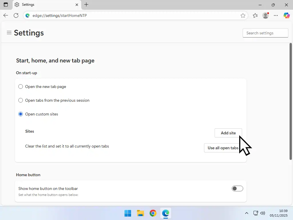 Add site Add site button marked.