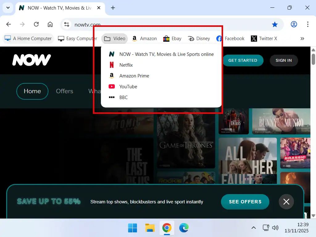 Similar websites saved in to a folder in Chrome.
