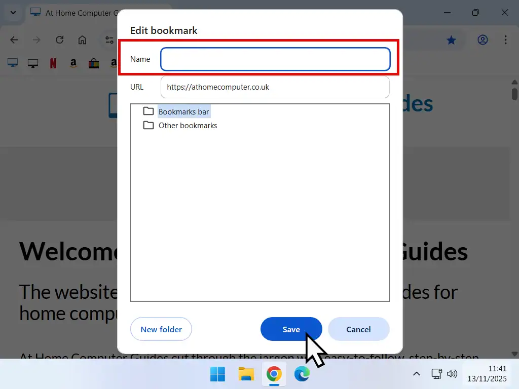 Bookmark name deleted completely.