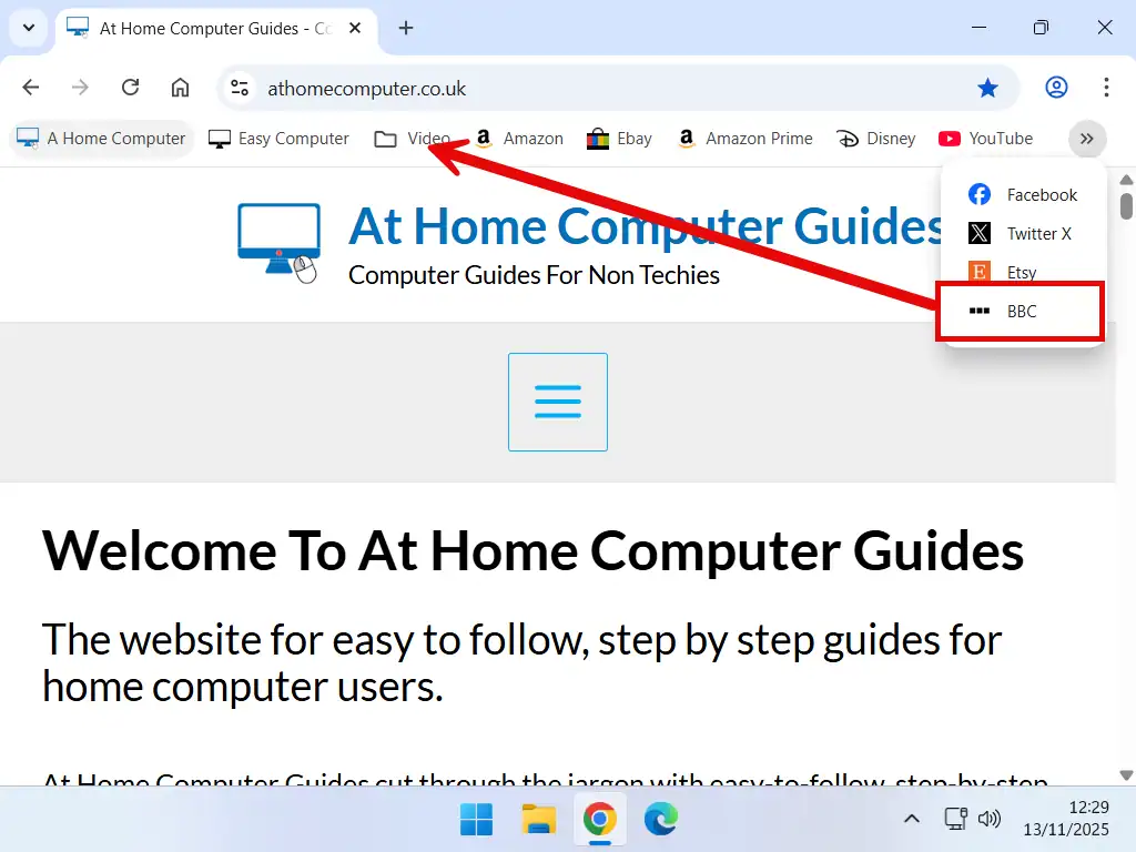 Drag and drop bookmarks into folder