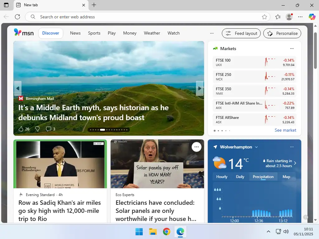Edge default Start Page Microsoft Edge opens at the default Start page.