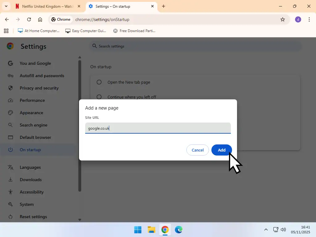 Enter site URL into the box provided.