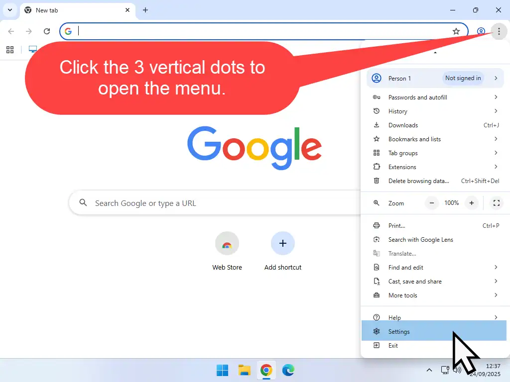 Google Chrome settings
