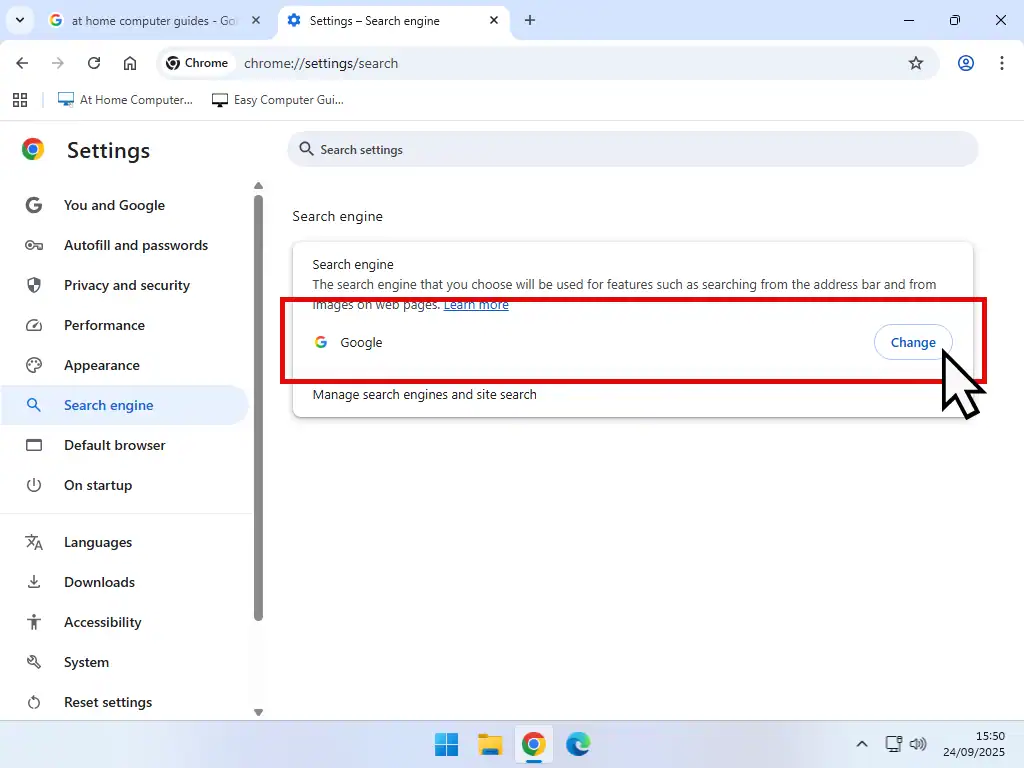 Google is default search engine in Chrome.