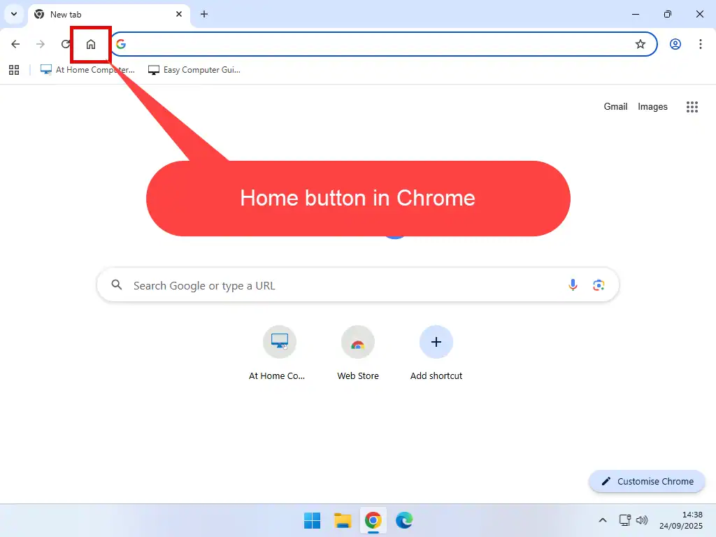 Home button in Chrome.