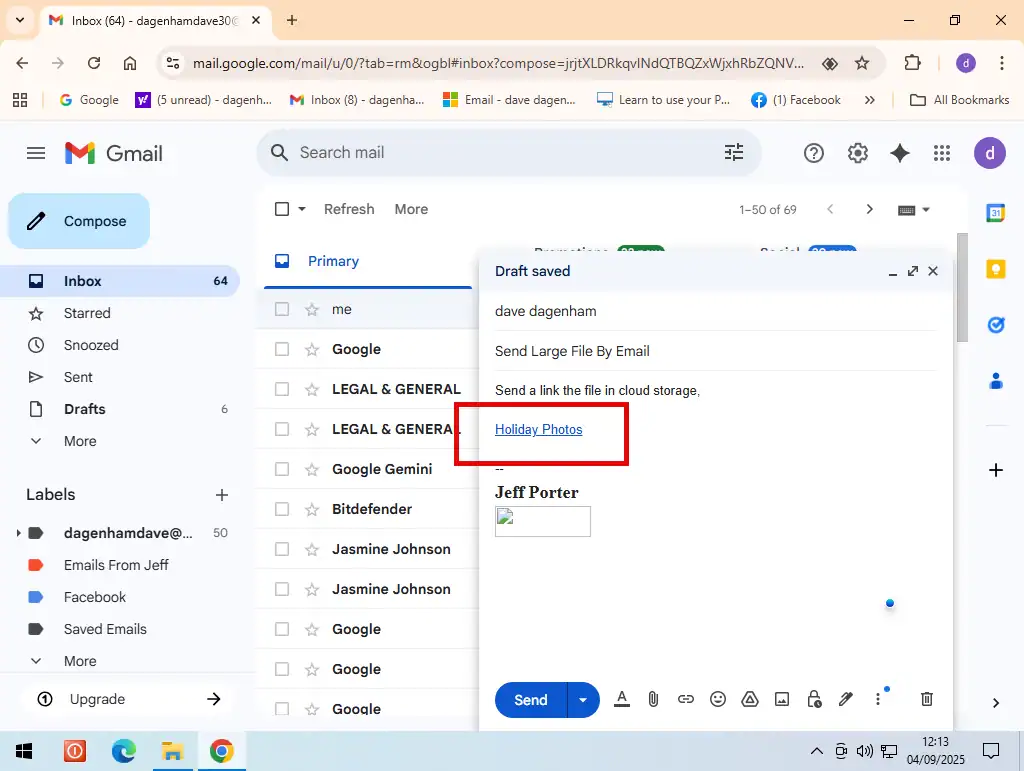 Link to folder in email
