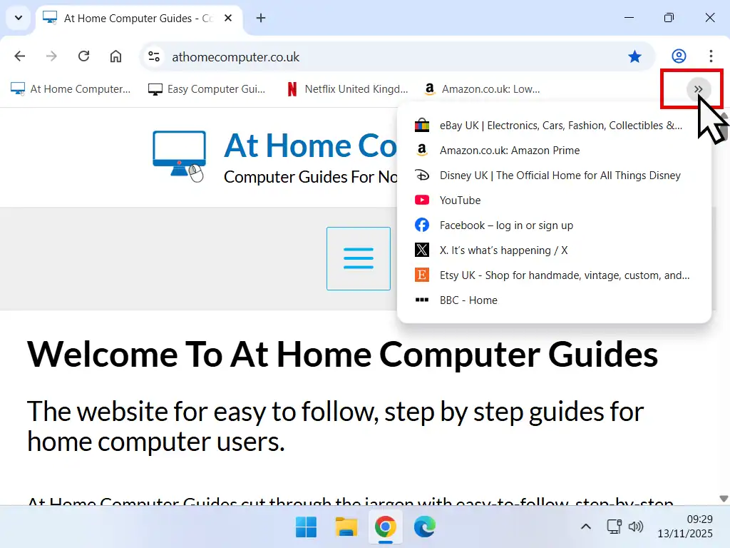Reveal hidden bookmarks in Chrome