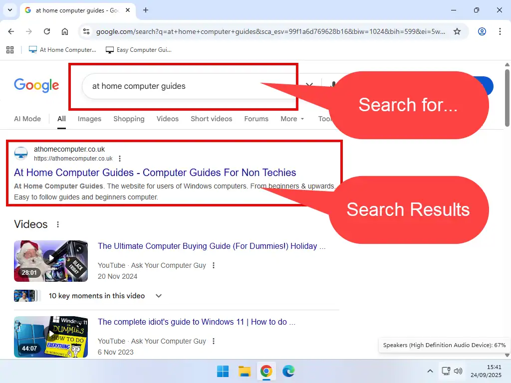 Search query and results.