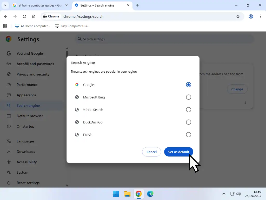 Set as Default button indicated.