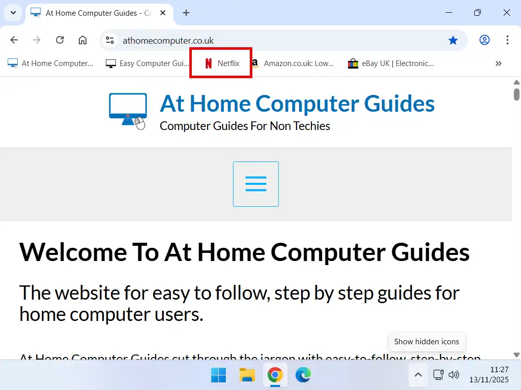 Shortened name saving space on the bookmarks bar.