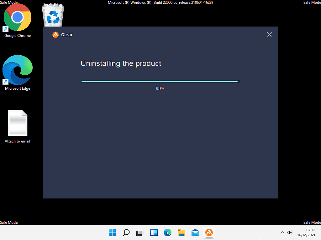 Avast is being uninstalled.