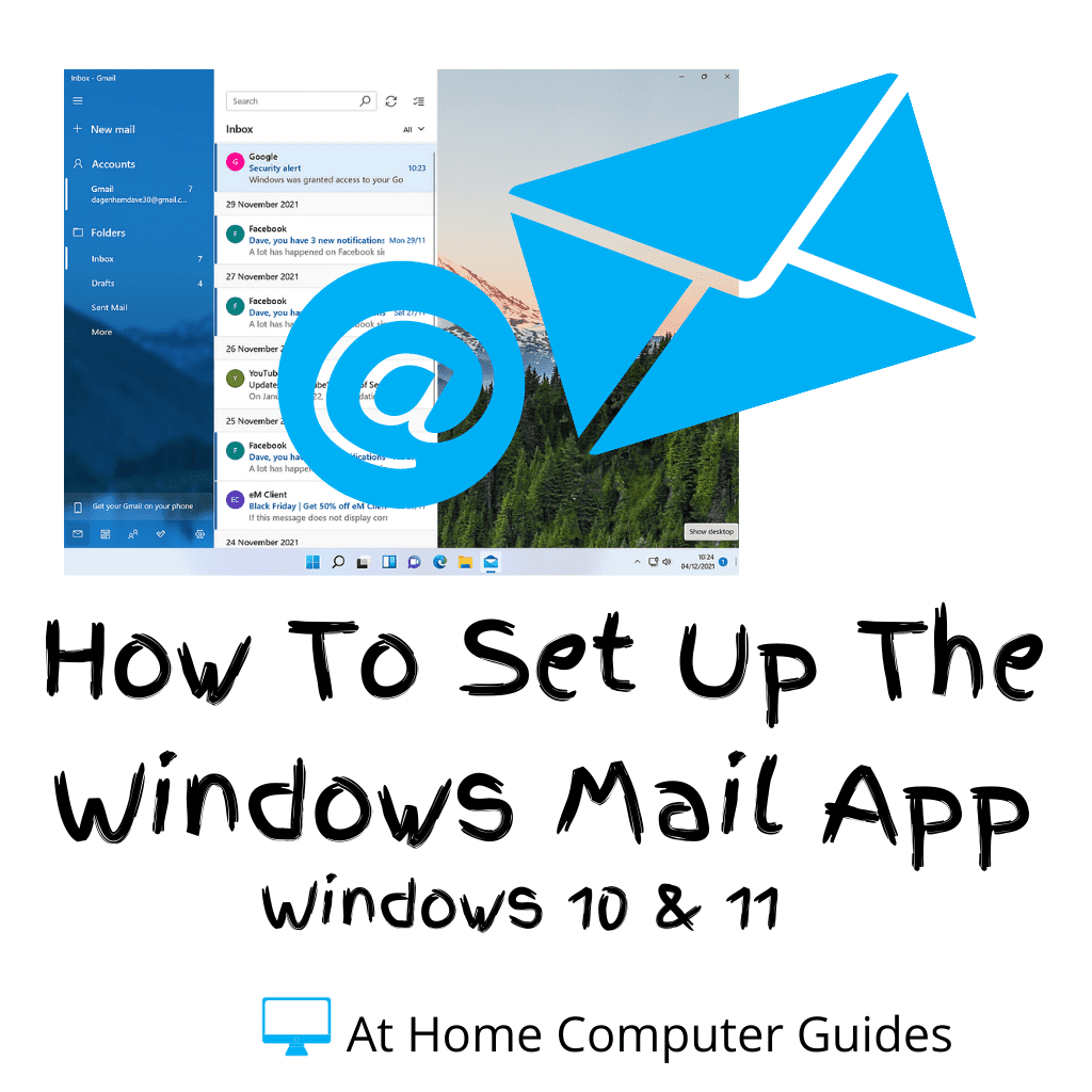 Windows Mail app is open. Text reads "How to set up Windows Mail App".