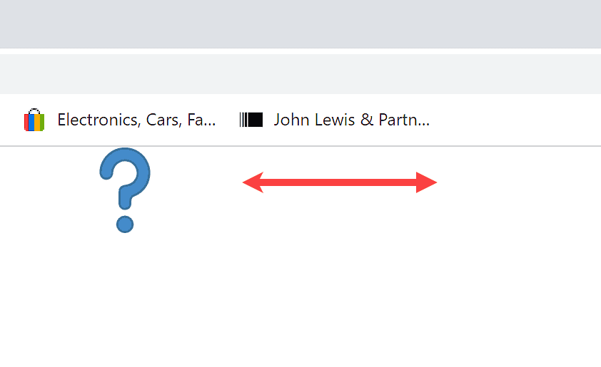 A Question mark beneath the ebay bookmark and john lewis is too long.
