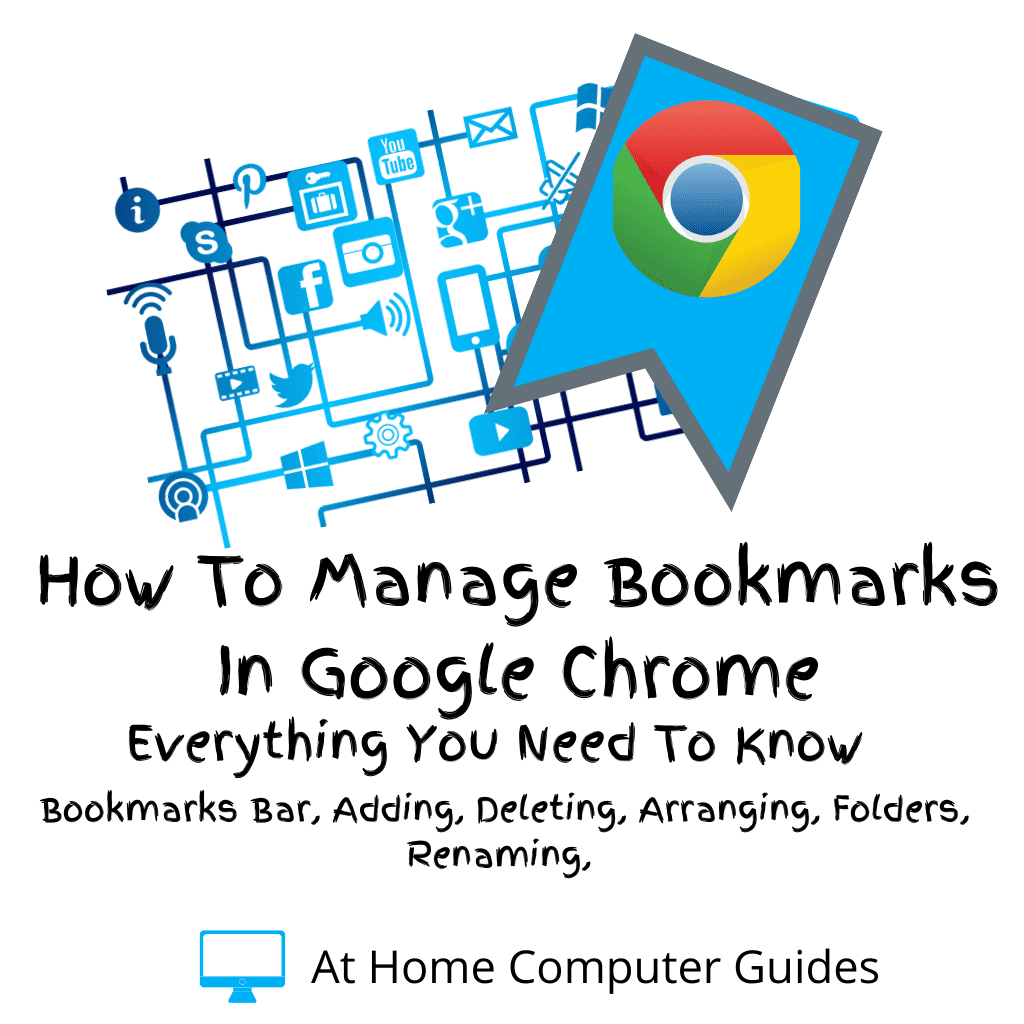 The Internet and a bookmarker. Text reads "How to manage bookmarks in Google Chrome.".