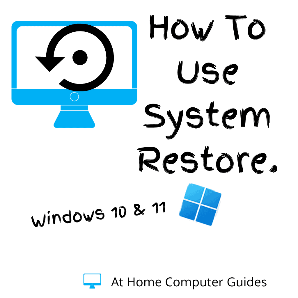Computer with a circled arrow. Text reads "How to use System Restore".