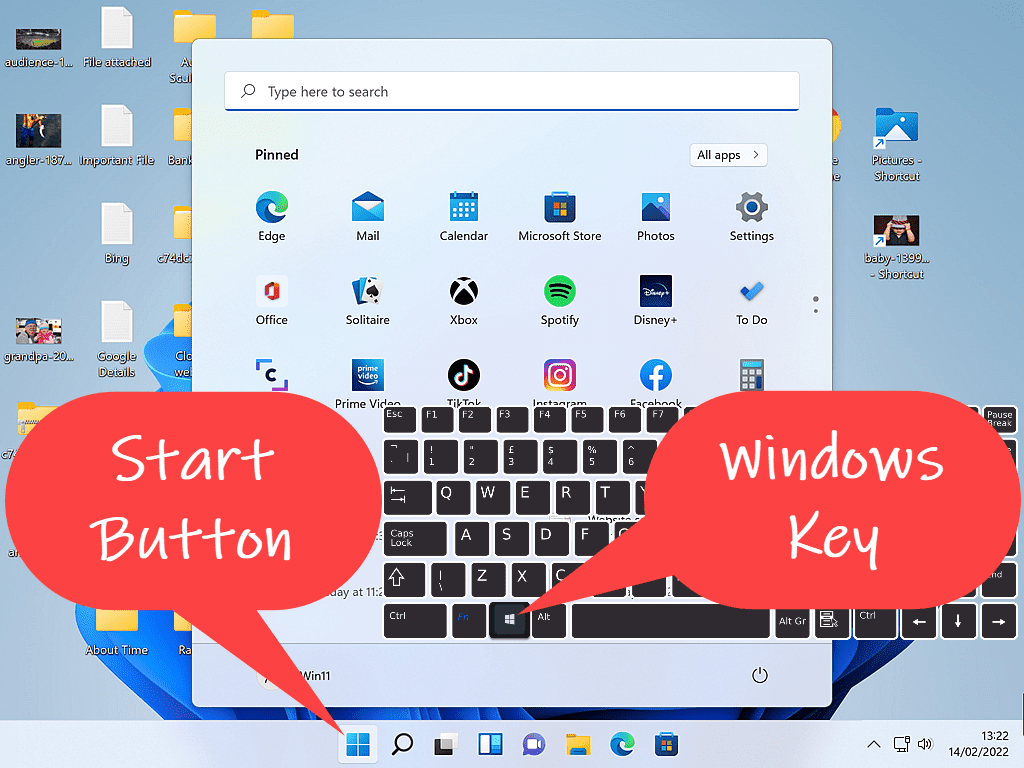 Opening the Windows 11 Start menu.