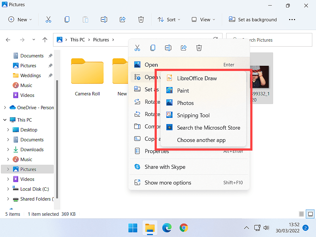 Open with menu is highlighted