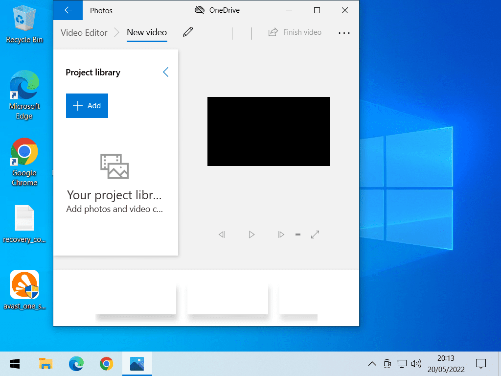 Video Editor app in Windows 10