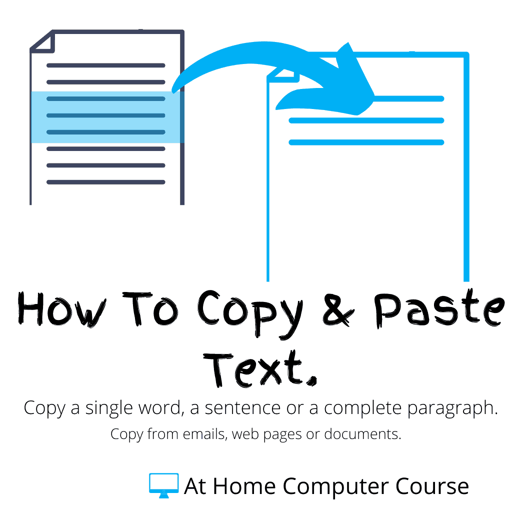 Text being copied from one document and pasted into another one. Text reads "How to copy & paste text".