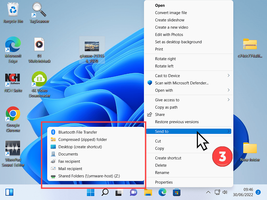 Send to marked in Windows 11 context menu.