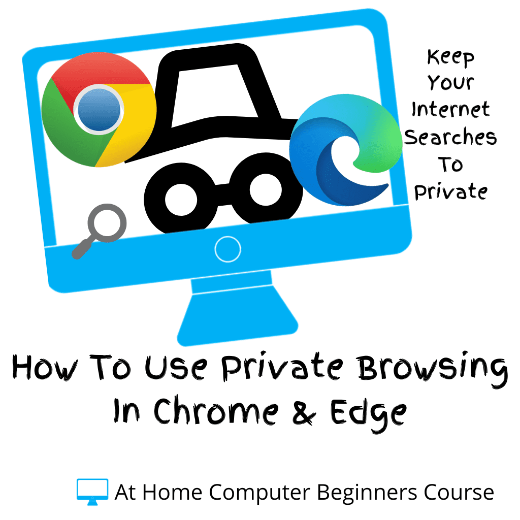 Computer screen with Google Chrome and Microsoft Edge logos. Text reads "How to use private browsing in Chrome and Edge".