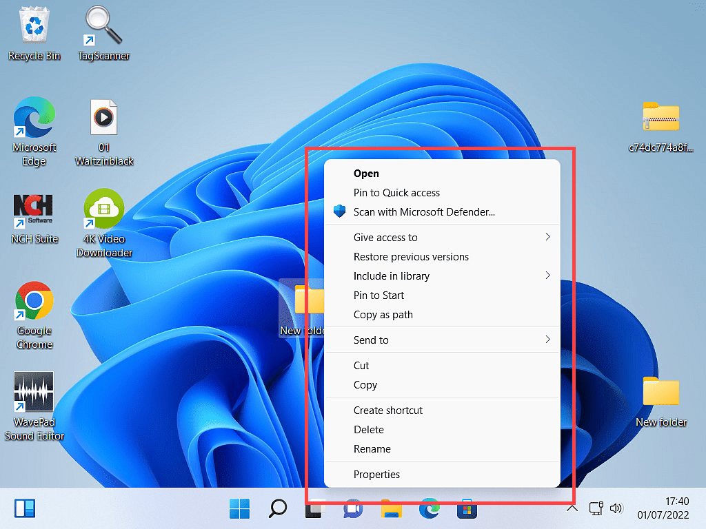 Windows 11 right click context menu with all options restored.