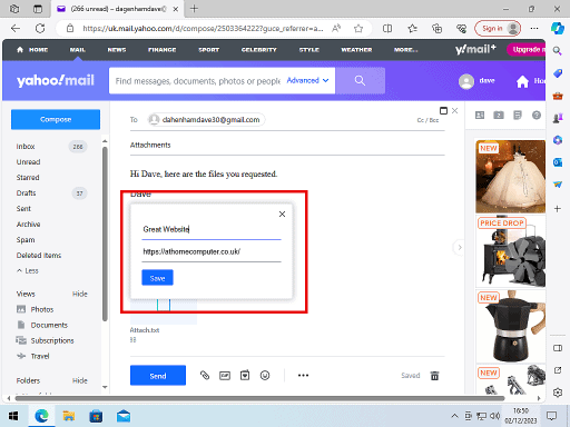 How To Add Attachments - Links - Pictures To Yahoo Mail