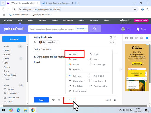 How To Add Attachments - Links - Pictures To Yahoo Mail