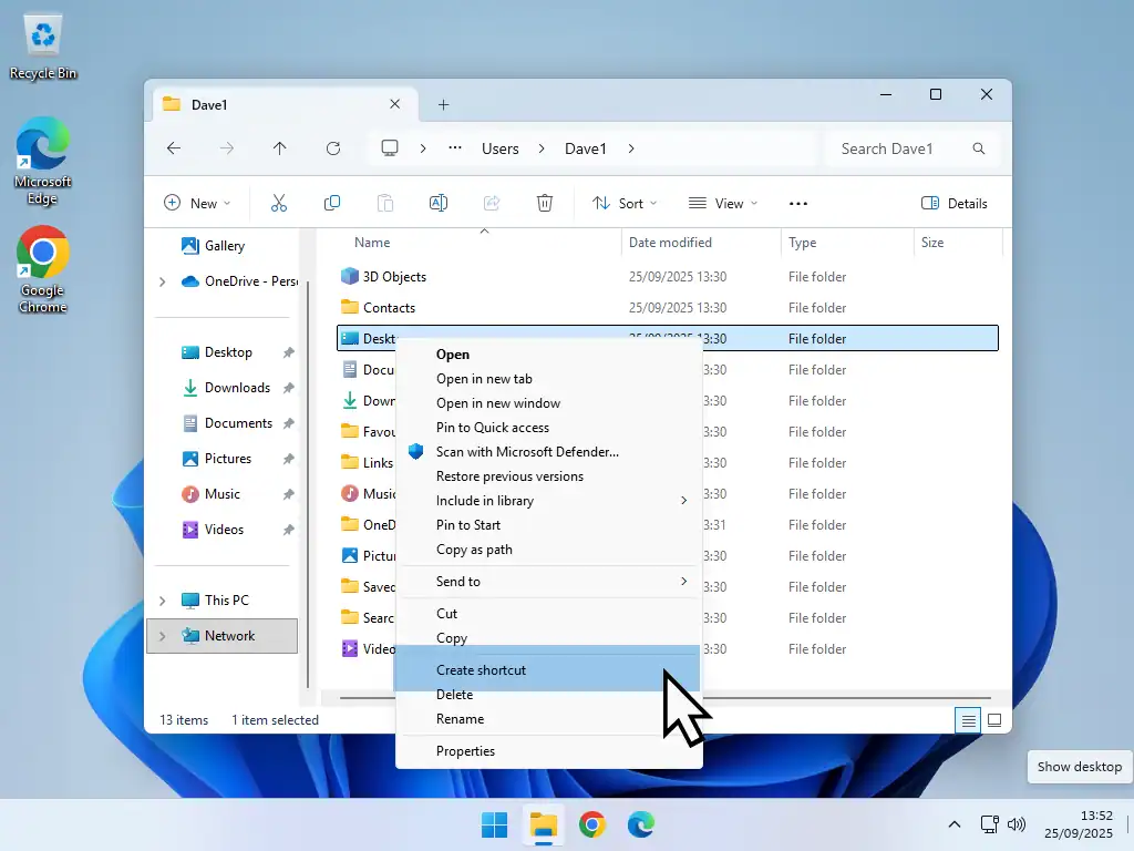 Creating a shortcut to shared folder.