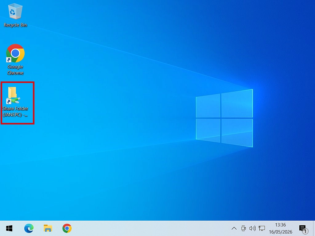 Desktop shortcut to networked folder Shared folder shortcut on desktop.