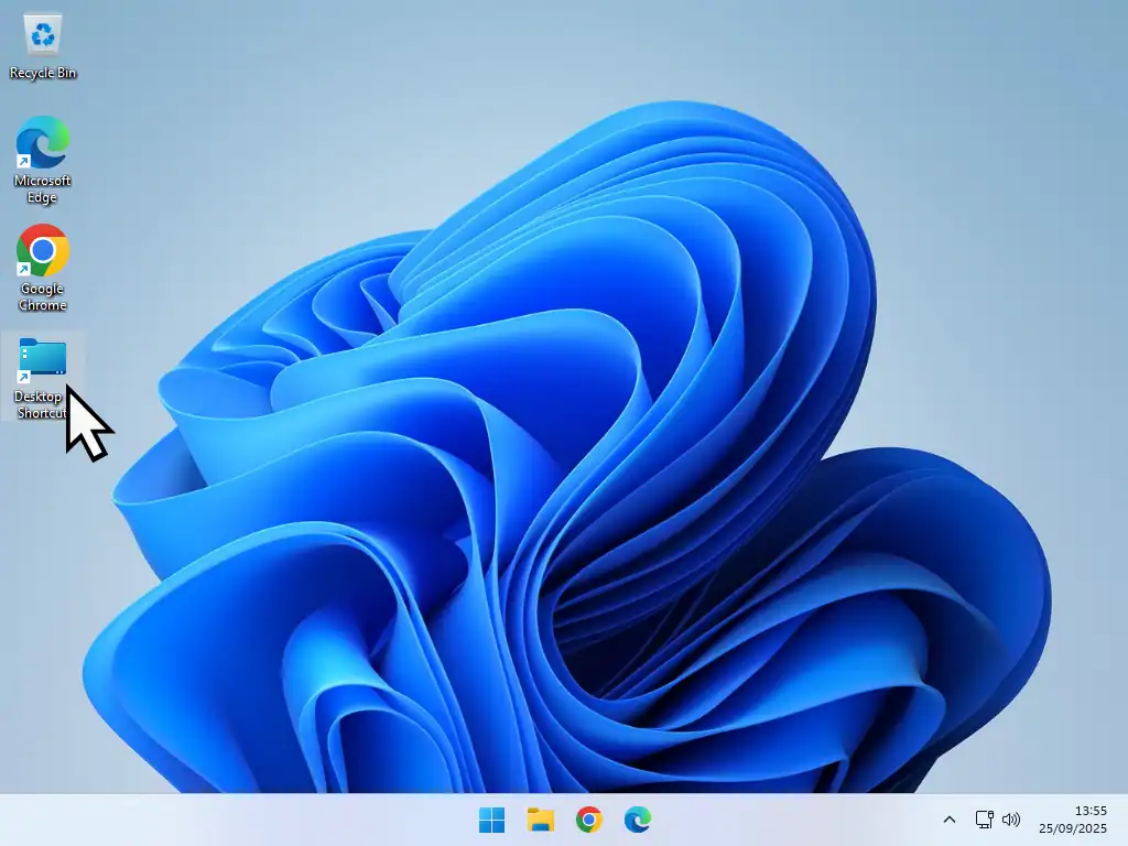Shortcut to shared network folder on desktop.